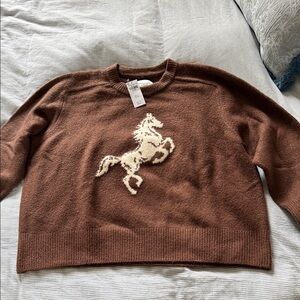 Abercrombie & Fitch Brown Sweater with Horse Motif